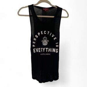 Peaceful Warrior Perspective is Everything Black Yoga Tank Top